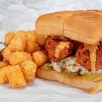 THC Combo · The Hot Chick sandwich with a choice of fries, tots, hot fries or hot tots