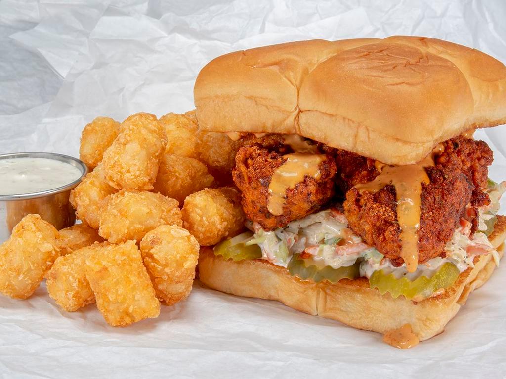 THC Combo · The Hot Chick sandwich with a choice of fries, tots, hot fries or hot tots