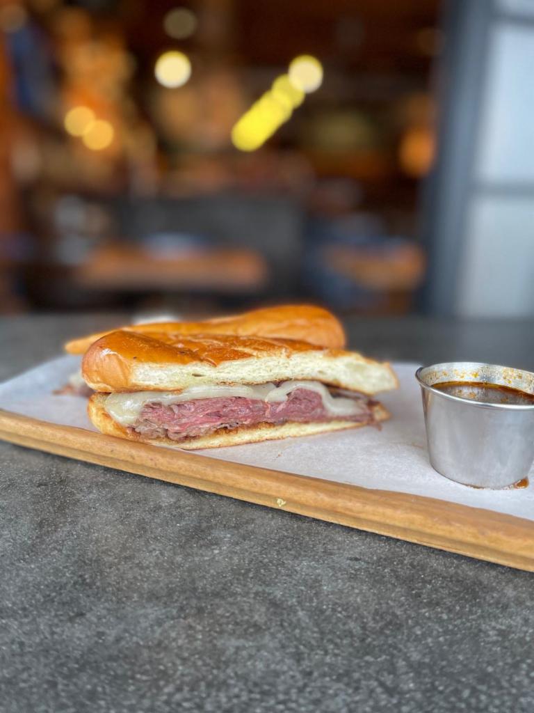 French Dip · Thinly sliced roast beef, melted provolone cheese, side of au jus and horseradish cream
