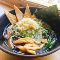 Kizune Ramen Noodle Soup · Japanese Egg Noodles,Sweet Tofu, Tempura Crumbs, Light Soy Sauce Soup,Marinated Bamboo Shoot...