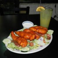 Hot Finger Salad · House salad with tenders tossed in our hot sauce.