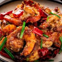 Szechuan Style Prawns · Szechuan style dry chili prawns (with OR without shell).