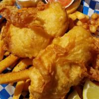Alaskan True Cod · Two nice pieces of Alaskan True Cod from the Wrangle Narrows of Southeast Alaska cooked perf...