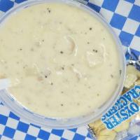 Halibut's Clam Chowder · Our housemade Clam Chowder has 6lbs. of clams and 2lbs of bacon to go with 7lbs. of square c...