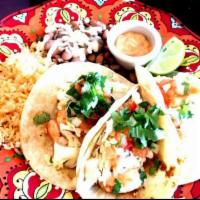 Soft Tacos · 3 soft flour tortilla Tacos of your Meat choice topped with Lettuce, Tomato, and Cheese, and...