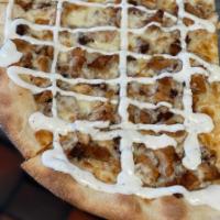 Chicken Bacon Ranch Pizza · Chicken cutlet, bacon, mozzarella cheese with ranch drizzled on top. 