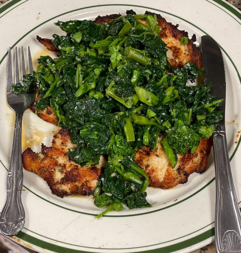 Grilled Chicken with Broccoli Rabe · All natural grilled chicken with sautéed broccoli rabe. 