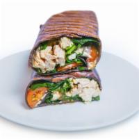 The Popeye Wrap · Grilled chicken, spinach, feta cheese, with balsamic vinaigrette in a flour tortilla.