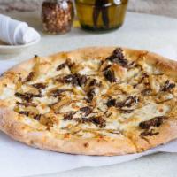 Short Rib Pizza · Medium 13”. Tender short rib, caramelized onions, Parmesan, and Alfredo truffle sauce.