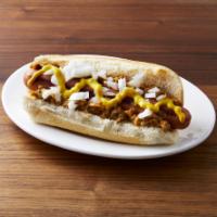 Coney Island · Chili, mustard and onions. 
Made with Dearborn Hot dogs and Milton Chili!
