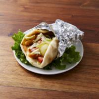 Jimmy's Original Pita · Breaded chicken strips in a pita with American and Swiss cheese with lettuce, tomato and may...