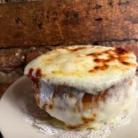 French Baked Onion Soup · Soup that is made with stock, onions, and covered with either cheese, bread, or croutons.