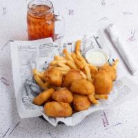 Fish Basket · Deep-fried cod with fries and slaw.