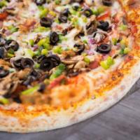 The Champ Combo  · Freshly made dough, pepperoni, premium bacon, spicy Italian sausage, black olives, red onion...