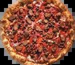 Sch’meat’za Pizza · Canadian bacon, crumbled Italian sausage, Genoa salami, pepperoni, ground beef, bacon and sliced spicy Italian sausage link.