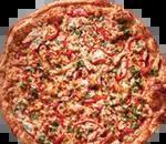 Spicy Thai Pizza · Spicy. Garlic chicken, roasted red peppers, cilantro, and crushed red peppers on a spicy pea...