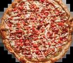 Chicken Bacon Ranch Pizza · Garlic chicken, bacon crumbles, Canadian bacon and cooked tomatoes atop a ranch base; finish...