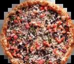 Greek Veggie Pizza · Fresh spinach, roma tomatoes, red onions, black olives, garlic and feta cheese.