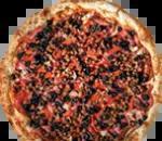 Genoa Pizza · Genoa salami, pepperoni, crumbled Italian sausage, mushrooms and black olives.