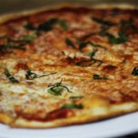 Margherita Pizza · Tomato sauce, mozzarella cheese and basil leaves.