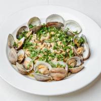 Linguini and Fresh Clams · Fresh clams over linguini featuring a light clam sauce with garlic, olive oil, herbs, and sp...