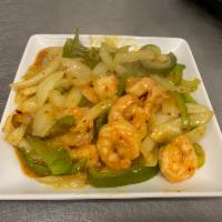 Jumbo Shrimp with Curry Sauce · Spicy.
