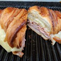 5. Ham and Swiss Croissant · Black Forest Boar's Head ham and Swiss cheese melted on a fresh French croissant.