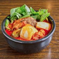 Spicy Pork Neck Bone and Potato Soup 감자탕 · Our #1 selling soup.  Get ready for finger licking scrumptious meat that falls off neck bone...