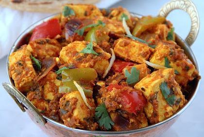 Kadai Paneer · Indian Cottage Cheese (aka Paneer) cooked with bell peppers, seasoned with exotic Kadai spices.