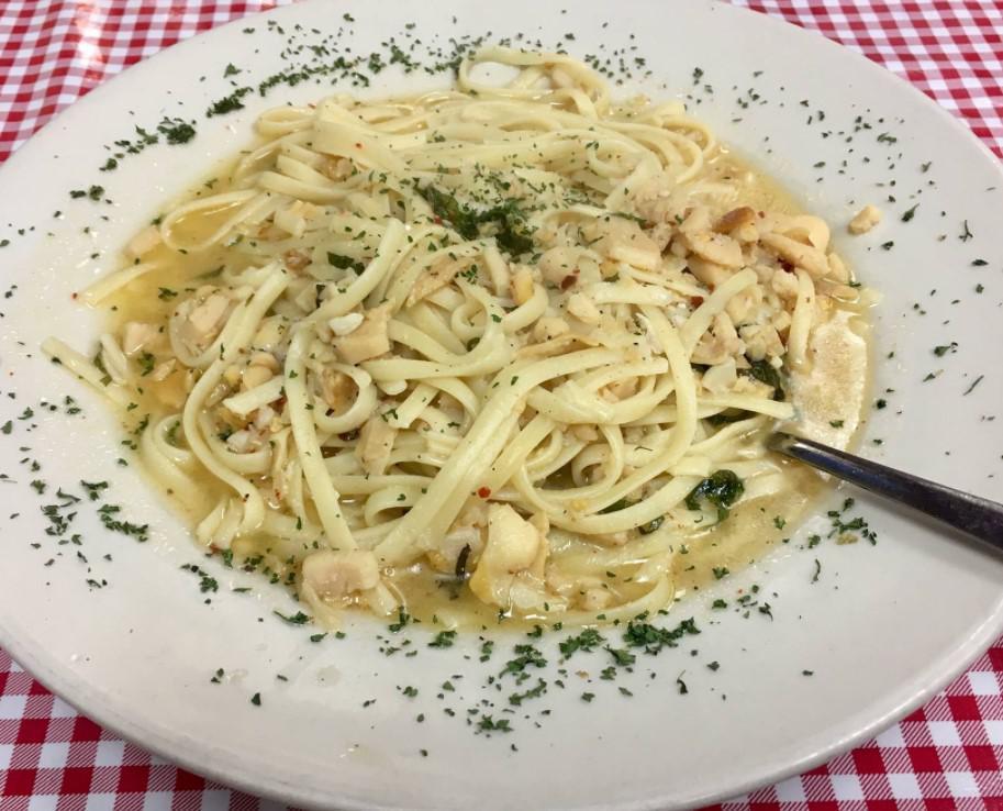 Linguine with White Clam Sauce · Baby clams sauteed in a white wine sauce.