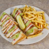 Turkey Club Sandwich · Sliced Turkey, Bacon, Lettuce, and Tomato