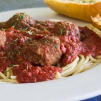 Spaghetti with Meatball · Our customers favorite meatball with pasta is served with homemade marinara sauce, fresh mad...