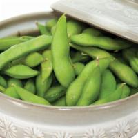 Edamame · Steamed soybeans with salt.
