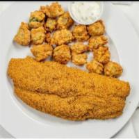 Fried Catfish · hand battered and fried with cornmeal, flour and southern spice mix.