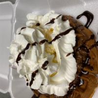 Jessi’s Waffle · Homemade Nutella waffle, topped with Nutella spread, ice cream and whipped cream. 