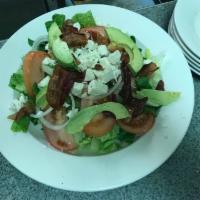 Bacon, Avocado and Feta Salad · Lettuce, bacon, avocado, tomatoes, cucumber, onion and feta cheese.