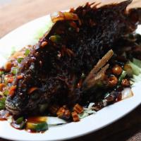 hunan whole fish · Deed fried whole fish with special spicy house brown sauce