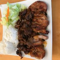 Chicken and Pork Teriyaki Combo · The best of both worlds. Our 100% fresh chicken plus our trimmed lean pork topped off with o...