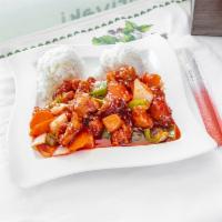 Sweet and Sour Chicken · You won't find this flavor anywhere else! Perfectly fried chicken stir fried with our signat...