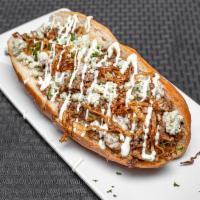 Blue Zombie Cheesesteak · Steak, blue cheese crumbles, bacon, horseradish mayo, griddled onions, American cheese, and ...