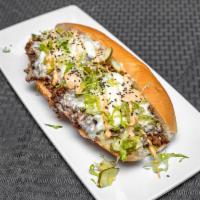 Big Max Cheesesteak · Shaved steak, American cheese, onions, pickles, remoulade, sesame seeds, lettuce, herbs, gri...
