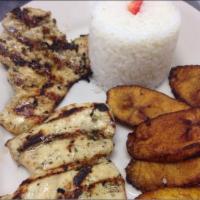Grilled Chicken Breast Platter · Grilled chicken breast accompanied with two sides.