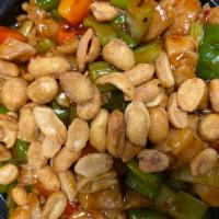 Kung Pao Chicken · Diced dark meat chicken, celery, peanuts and bell peppers. Served with your choice of rice. ...