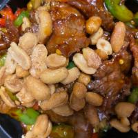 Kung Pao Beef · Celery, bell peppers, peanuts, garlic, chilies