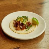 Mexico City Pastor  · Chile-marinated pork, salsa verde, onion, grilled pineapple