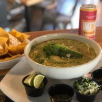 Pozole (Verde) · An Inland Staple!  All natural Chicken Breast, Hominy, fresh Tomatillos, and an abundance of...