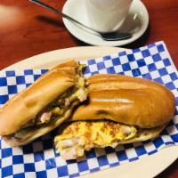 Egg and cheese Sandwich · Egg and cheese Sandwich served with fries