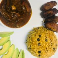 Creole Chicken / Pollo guisado · One of the favorite dishes. Delicious chicken in creole sauce. 3 sides. Delicioso pollo guis...