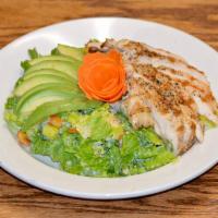 Chicken Caesar Salad · Grilled chicken breast, romaine lettuce, and fresh avocado, also with homemade Caesar dressi...