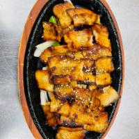Spicy Pork Belly · Grilled pork belly marinated in spicy sauce.